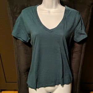 Forever 21 Hunter Green V-Neck T-Shirt